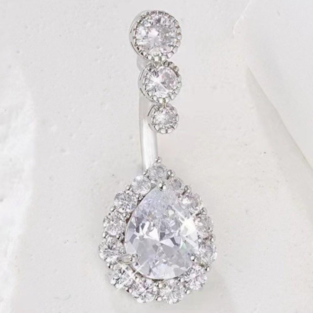 Rhinestone Zircon Navel Ring Stainless Steel Body Piercing Jewelry Vintage Belly Button Ring  Girl