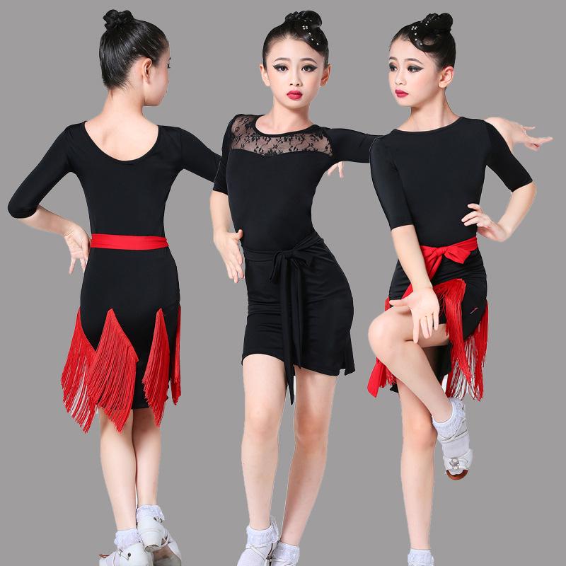 Abbigliamento da ballo per bambina: Set Nero Rumba & Danze da Sala con Gonna Svasata