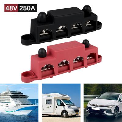 M8 M10 Stud Power Distribution Block Electro Junction For Boat Truck RV Caravan Car 4 Ways 5/16" 3/8" Studs 48V 250A DC Bus Bar Circuit Device