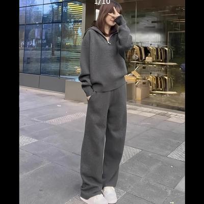 Plus Size Casual Sports Suit Women's Autumn and Winter Fashion Loose Design Two-piece Trend