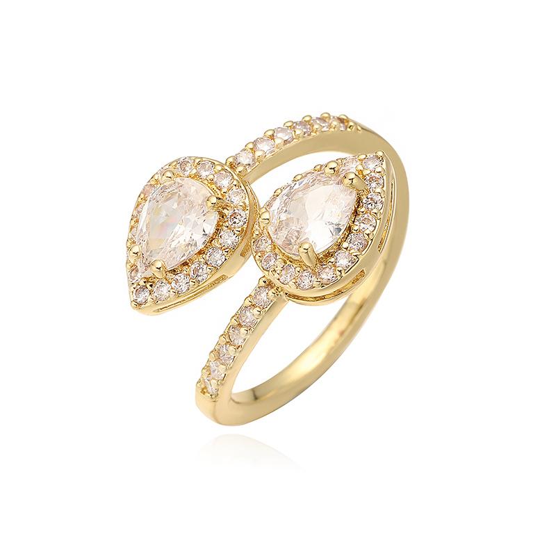 

HECHENG,Copper Plated 18K Golden Exquisite Luxury Snake Teardrop Zirconia Ring Niche Design Women s Jewellery Banquet Ring resizable