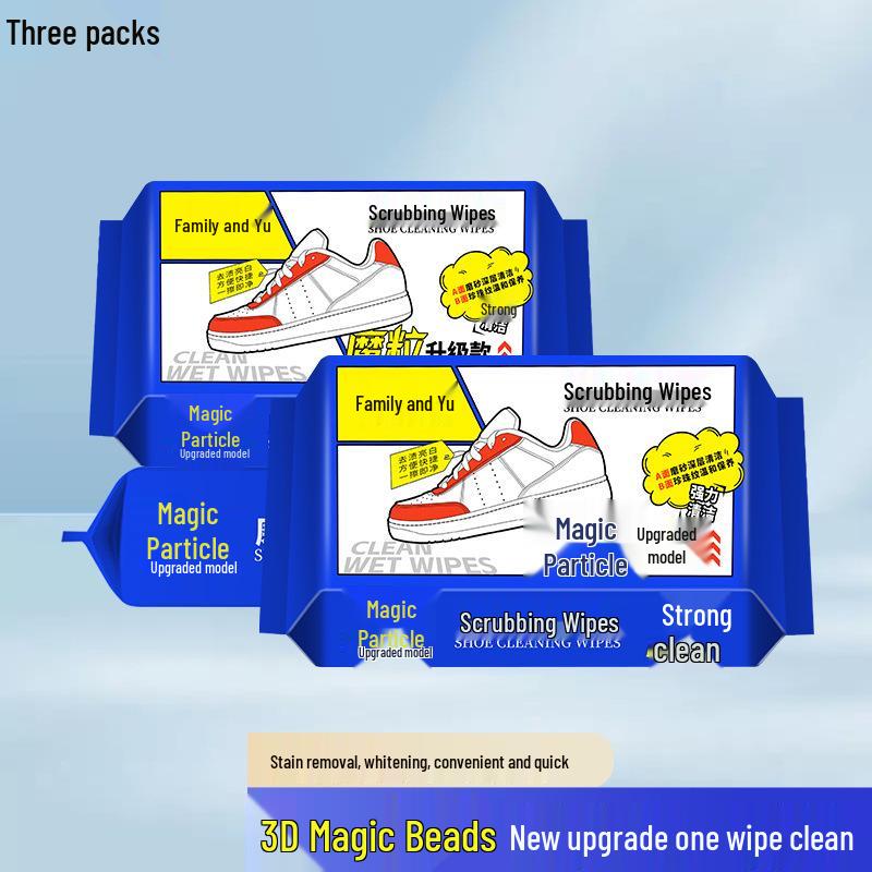 Shoe Cleaning Wipes with 3D Magic Particles – Portable Stain Remover & Brush for White Sports Shoes