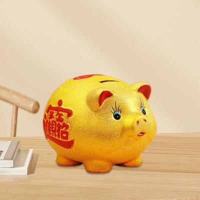Goldene Schwein Figurine Sparschwein Kinder Saving Pot Handgemachte Nette Skulptur für Wand Regal Dekor Feine