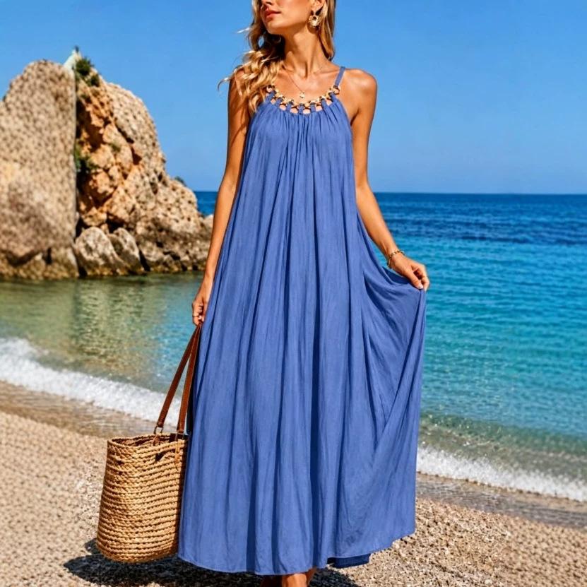 Europe, America, Amazon Cross-border Foreign Trade Suspender Skirt 2026 New Large Size Women's French Dress Women's Summer Dress