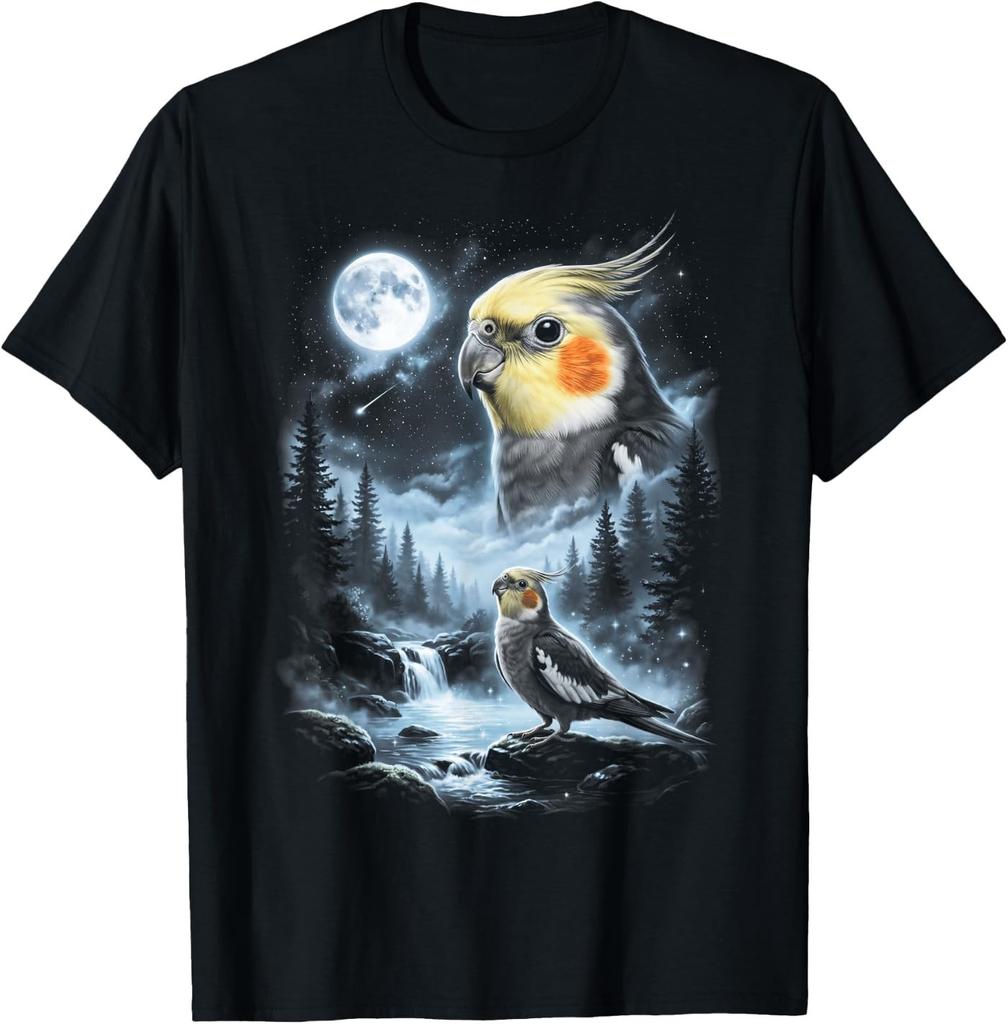 Cockatiel Howling at Moon 90's Retro Parrot T-Shirt