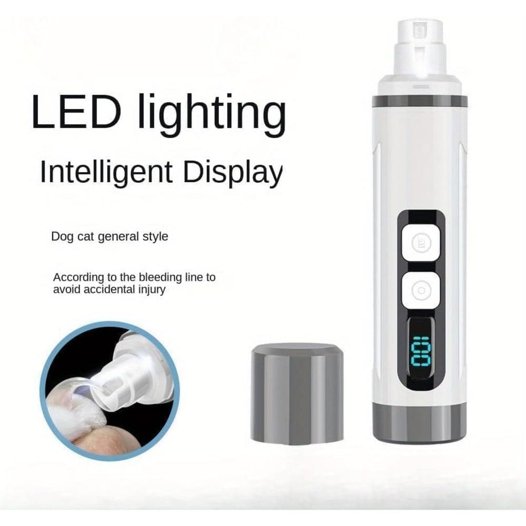 Dog Nail Grinder Quiet- Ultra-Quiet Dog & Cat Nail Grinder with LED Light & Battery Display & Upgrade Grinding Head - Painless Nail Trimmer for Small