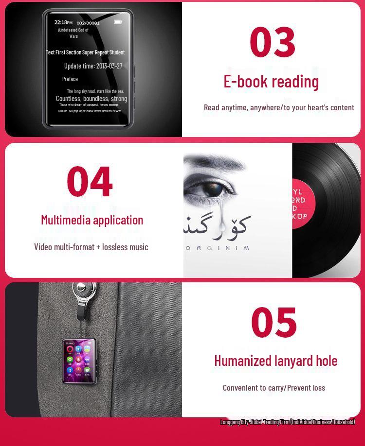 Portable Touchscreen MP4 Player with Bluetooth, External Speaker & MP3 Support - Student Edition