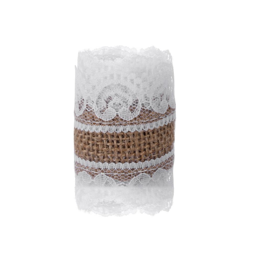 1m/roll Natural Wedding Rustic Vintage Lace Edge Sisal Trim Hessian Ribbon Jute Burlap