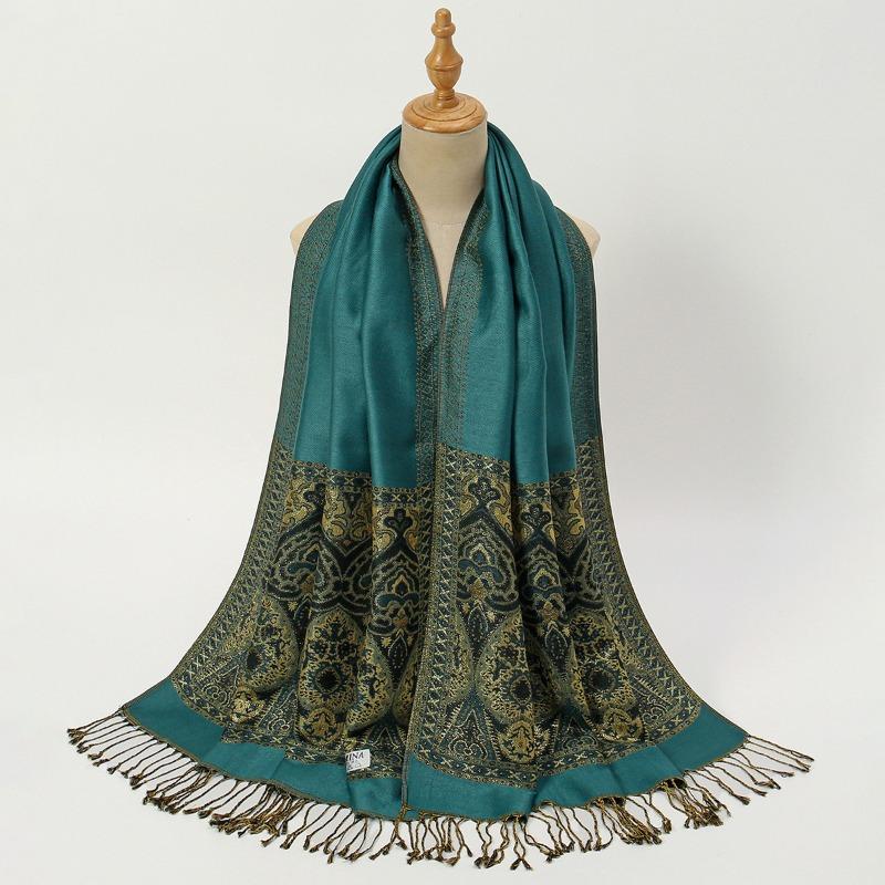 

Классическая вышивка узор кешью ретро модная шаль элегантная женская универсальная дышащая бахрома шарф женский