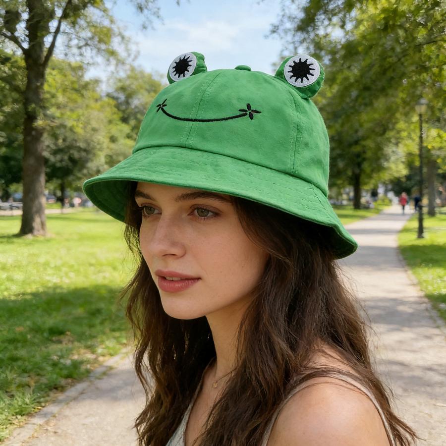

Cute Frog Fisherman Hat, Unisex, Cartoon Soft and Adorable 3D Ears, Summer Outdoor Travel Beach, Daily Outing Sun Hat 59 зелений