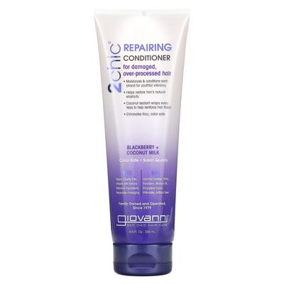 2chic, condicionador reparador, para cabelos danificados por permanentes e tinturas frequentes, amora + leite de coco, 250 ml (8,5 fl oz)