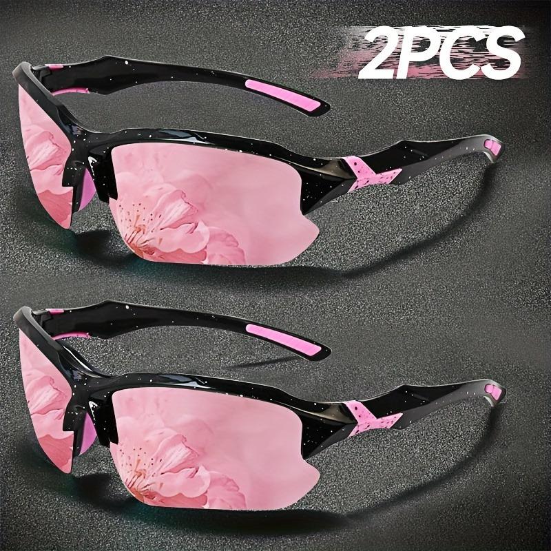2PCS Fashion Half Frame Sports Glasses Classic Style Star Purple Dream Pink Eyewear
