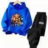ONE PIECE Cartoon Printed Children's Clothing Set Boys and Girls Long Sleeve Hoodie Tights Sweatpants Sports Two Pieces