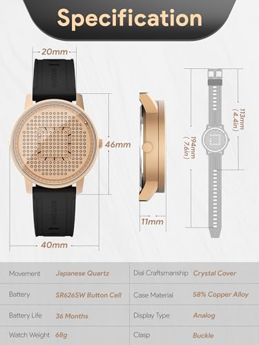 EUTOUR Men's Magnetic Watch, Creative, Stylish, Simple, Casual Quartz Watch with Magnetic Ball Design, 40mm Dial, Rubber Band, Gold