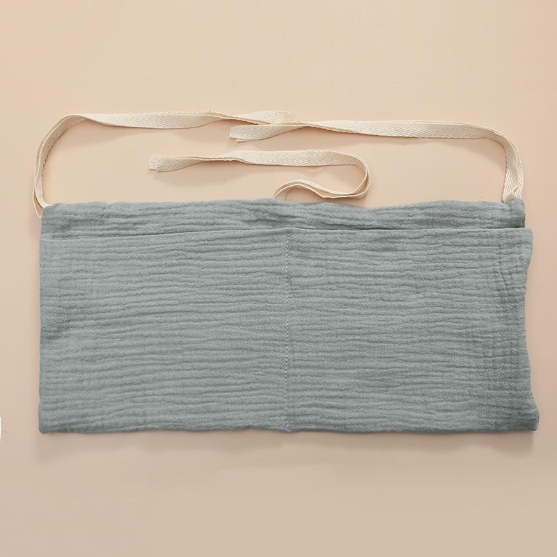 Double-Layer Pure Cotton Baby Stroller Storage Bag with Double Pockets and Printed Bottle Holder
