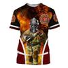 Summer Round Neck 3D Firefighter Print Top Fashionable Casual Short Sleeved Men's T-shirts