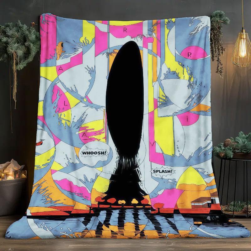 1Pc Posterillustration Print Flannel Blanket, High quality Comfortable for All Seasons, Warmth and Comfort, Perfect for Christmas Gifts