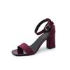 Fashion Women's 2025 Summer Fashion Sandals Medium High Heel Outdoor Sandalias Elegant Wedding Shoes Bridal Plus Size 34-40 Buckle Strap