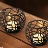 Geometric Metal Candle Holders for Tabletop Decors, Iron Wire Lantern Candle Stand with Round Base for Living Room, Bedsides, or Entryway