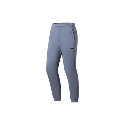 Li Ning Trainingsserie Einfarbig Bedrucktes Logo Fleecegefüttert Warme Sporthose Herrenhose Firestone-Blau AKLSH17-3