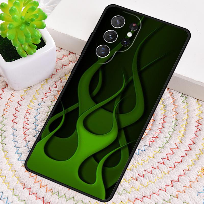 green flame Silicone Phone Case For Samsung Galaxy note 10 pro S26 S25 S24 S23 S22 S21 Plus S25Ultra Capa Cover