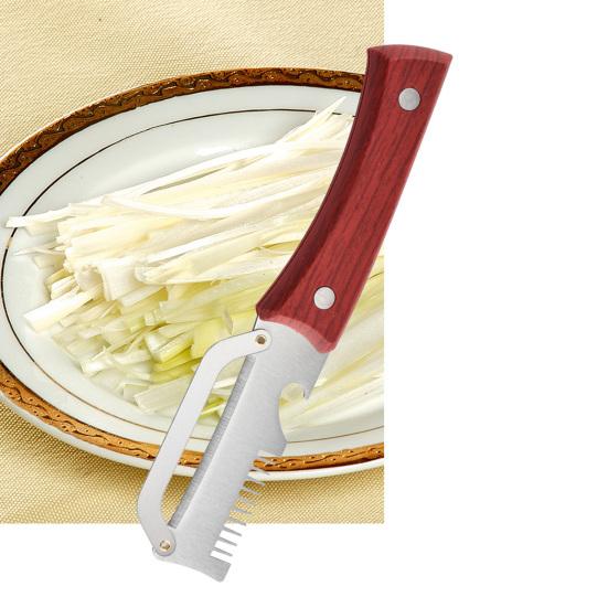 Grönsaksskalare med trähandtag Rostfritt stålblad Köksredskap Inbyggd flasköppnare Skalare för att skala och skiva grönsaker