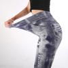 Women Slim Cropped Trousers Elasticity Casual Pants Imitation Denim High Waist Push Up Leggings