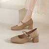 Fashion Thick Heel Women Mary Jane Shoes Fashion Square Toe Shoes 2025 Spring Ladies Elegant Party Dress Shoes