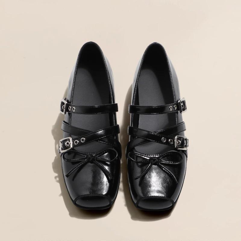 Silver French Retro Ballet Shoes Women's 2025 Summer Square Head Light Mouth Bow Height Increase Within 6 Cm Small Single Shoes