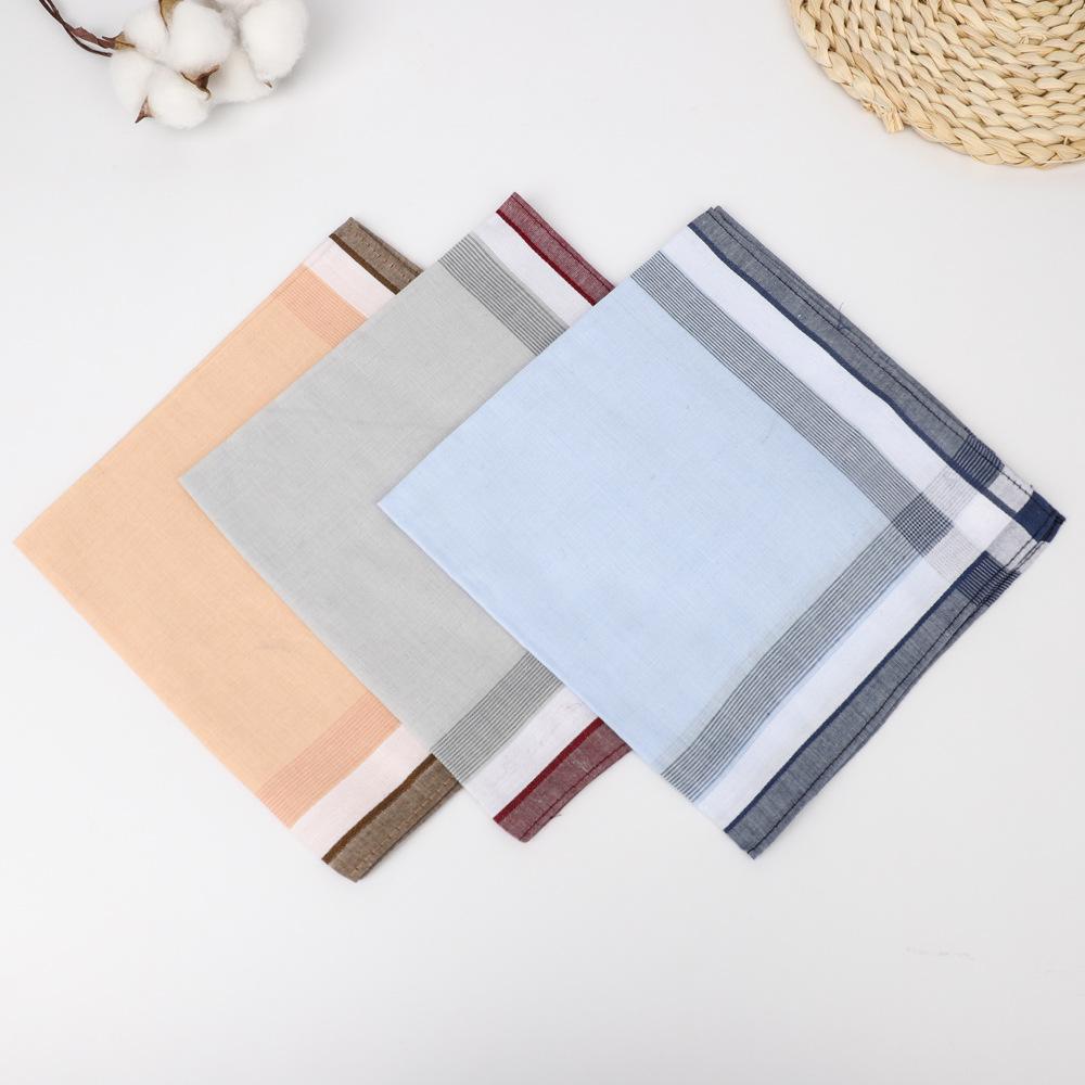 Men's Pure Cotton Handkerchief Suit Pocket Towel Light-colored Sweat-wiping Small Square Scarf Plaid Spot 16 Inches