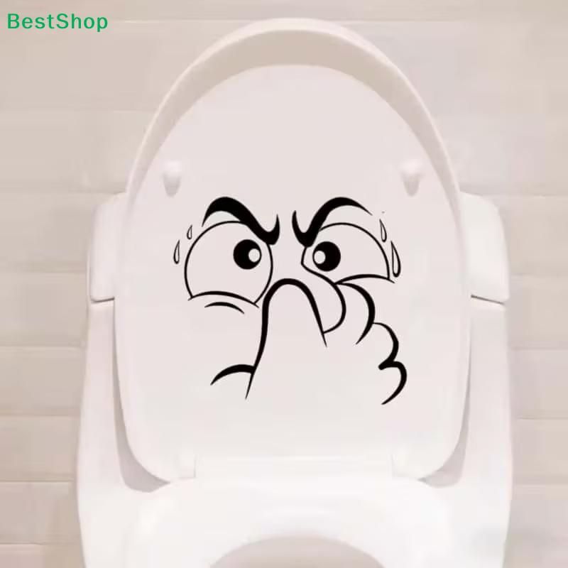 Funny Angry Face Toilet Seat Sticker - Humorous Bathroom Wall Decal, Removable Vinyl Decor for Home