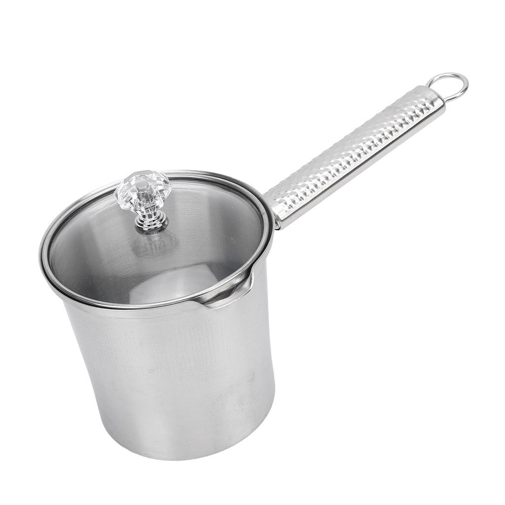 Milk Frothing Pitcher Stainless Steel Multifunctional Long Handle Coffee Tea Steaming Cup with Lid