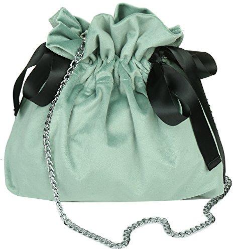

Angel Moon Drawstring Bag, Shoulder Bag with Chain Strap, Crossbody Bag, Velvet, Ribbon, Sweet Design, Handbag with Drawstring, Zipper, Flap, Perfect