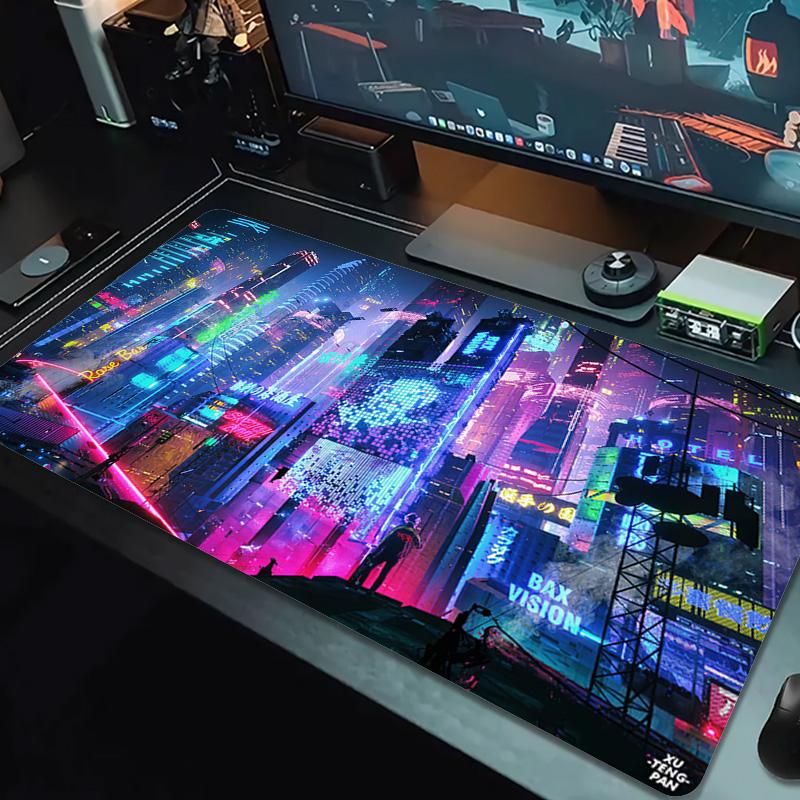 Cyberpunk Color Mouse Pad Large Gaming Table Cushion Non-slip Laptop Tablet Big Mousepad XXL Mat Mini PC Playmat With Lock Edge