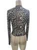 2025 Women's Sexy Leopard Print Mesh Trim Bodysuit Top