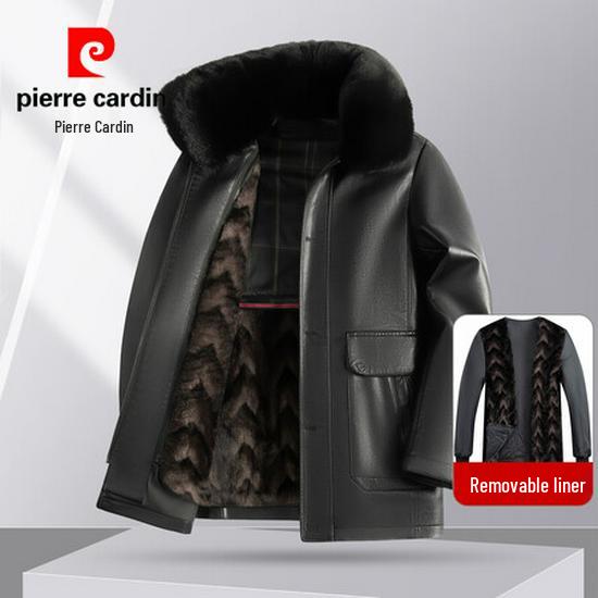 Pierre Cardin 2025 Męska Skórzana Kurtka z Kołnierzem Stojącym - Casualowa, Wszechstronna, Ciepła, z Podszewką z Weluru dla Mężczyzn w Średnim Wieku