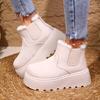 Women's Plus Size Ankle Snow Boots Winter New Minimalist Platform Warm Fleece Lined Boots