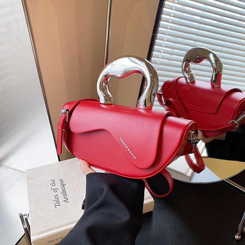 Премиальная текстура нишевая сумка-седло женская новая модная универсальная сумка-мессенджер сумочка красный