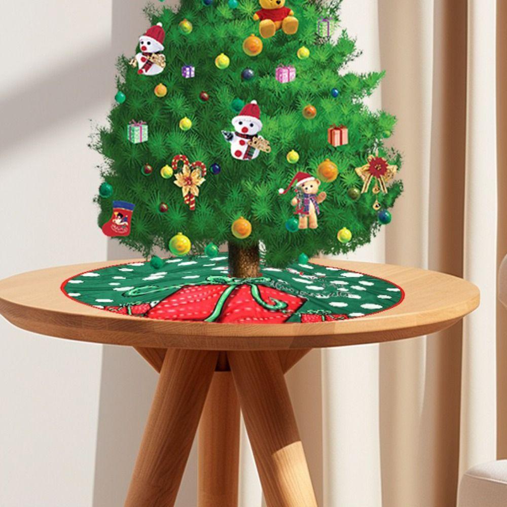 Snowflake Print Christmas Tree Skirt Santa Claus Printed Christmas Decoration  Home Holiday