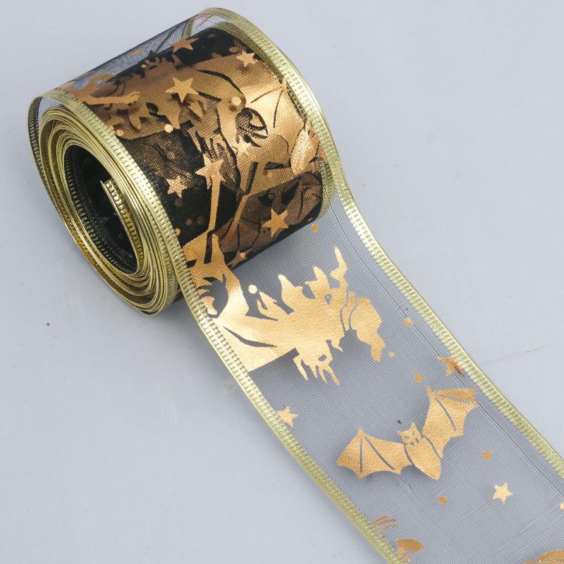 

Элегантные и изысканные ленты золотого и серебряного цвета для Хэллоуина, украшения сценической подарочной коробки для вечеринки, подарочные ленты для Хэллоуина, поделки из лент, изготовление лент 6.5cm*10 Yards