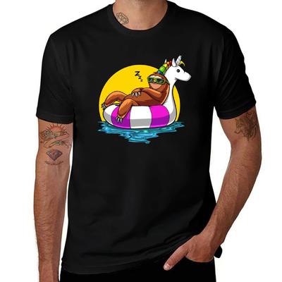 Sloth Riding Unicorn Float Pool Party Tshirt High Quality Durable Tshirt