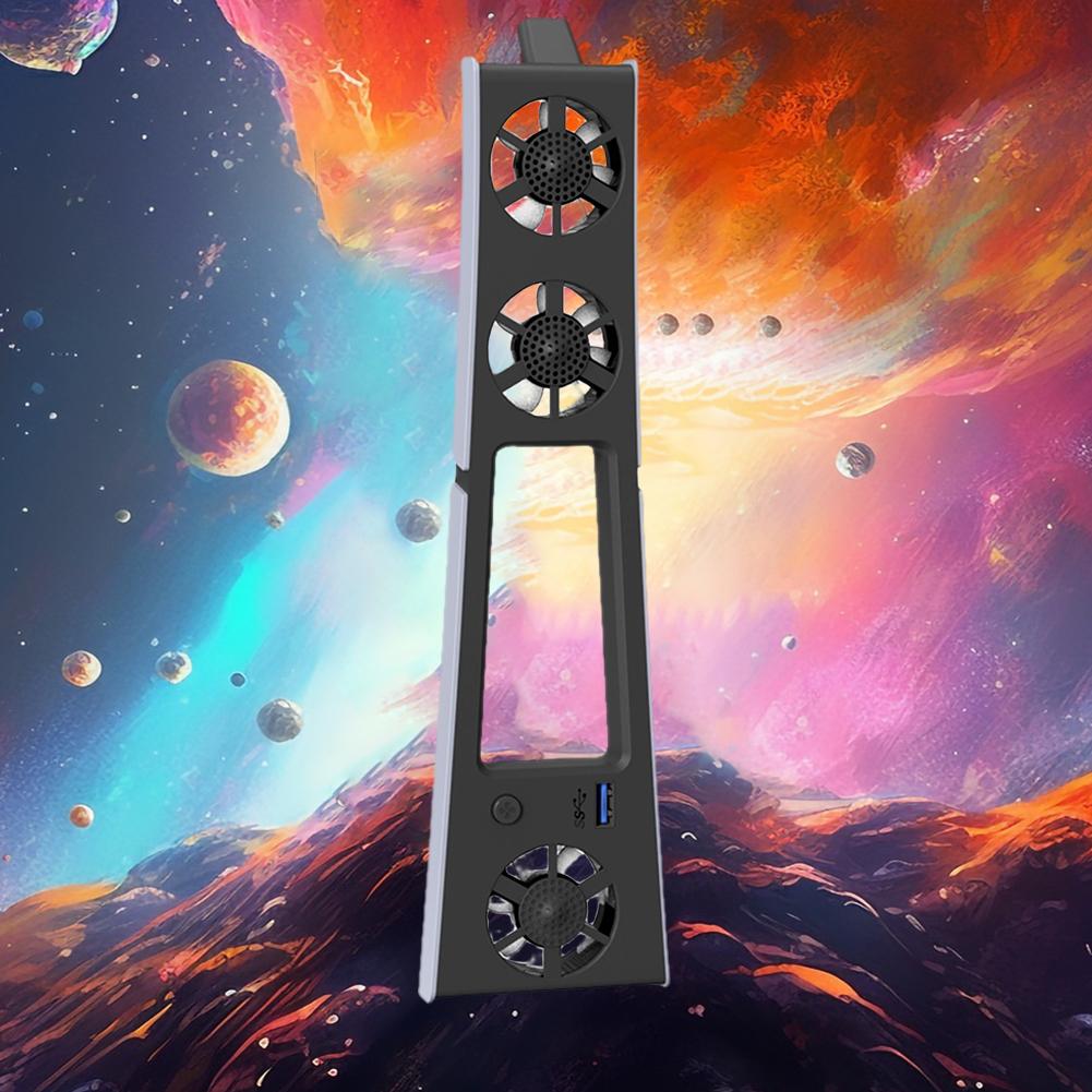 Quiet Cooler Fan for PS5 Slim Console with Adjustable Speed Silent Enhanced Cooling Fan with LED Lights for Playstation 5 Slim