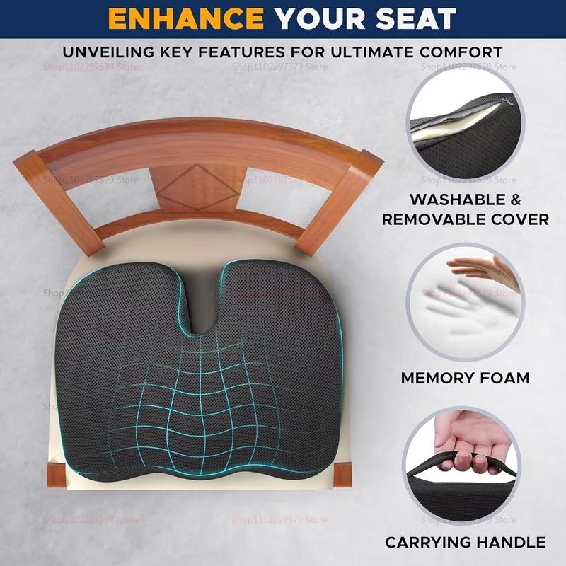 Ergonomic Memory Foam Office Chair Cushion Hemorrhoid Support Cushion Sedentary Relief Seat Pad Student Car Seat Cushion