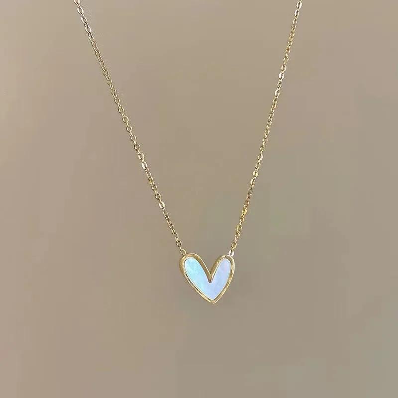 

Minimalist Jewelry Pvd Gold Plated Stainless Steel Classic Shell Heart Shaped Shell Necklace for Women Party Wedding золотистий