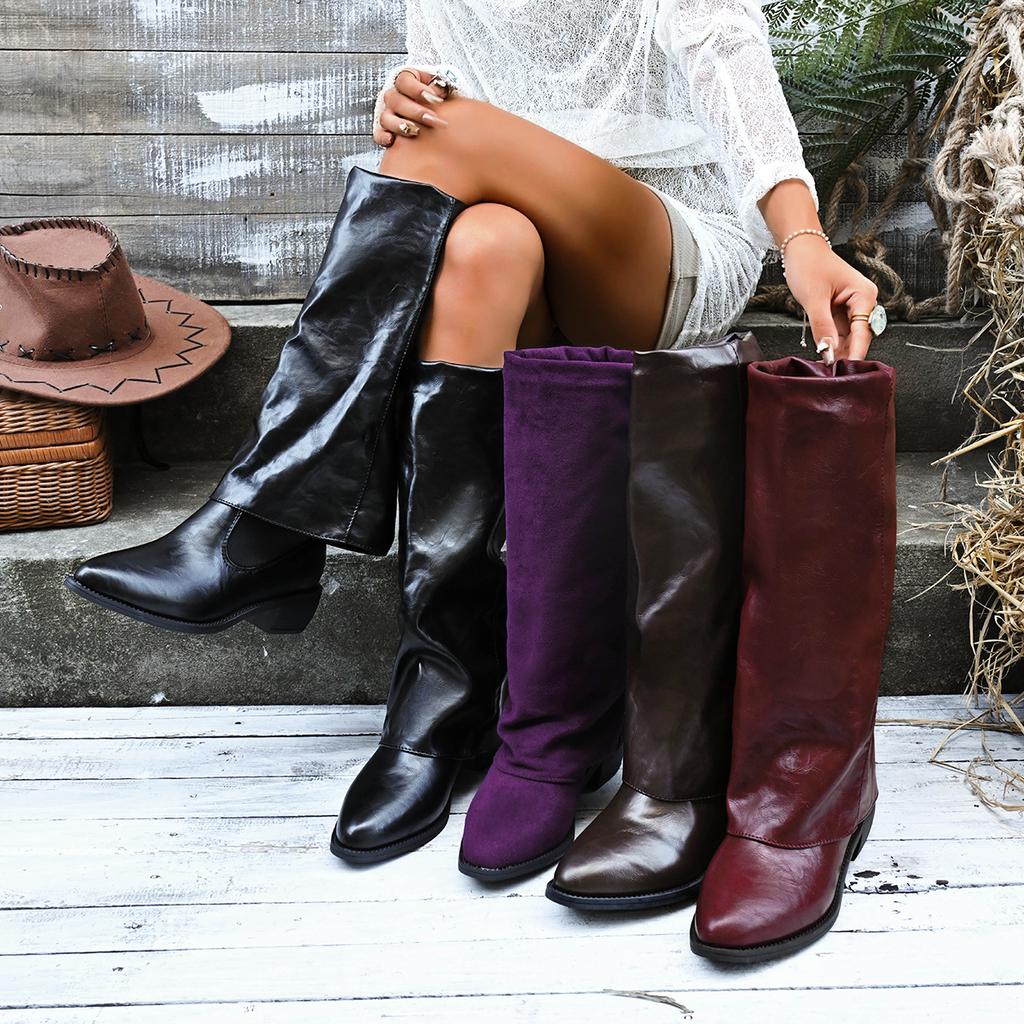 2026 New Women Chunky High Boots Pointed Toe Shoes Sexy Lady Dress Gladiator Shoes Women Autumn New Trend Retro Goth Woman Boots