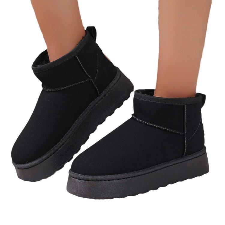 Women's 2024 High-Sole Waterproof Fur Boots - Thick, Warm Cotton Snow Boots for Autumn & Winter