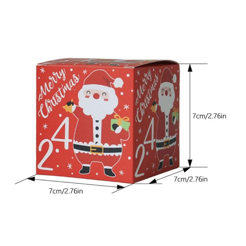24pcs Christmas Advent Calendar Candy Box Santa Countdown Paper Gift Box 1-24 Number Christmas Gift Packaging Box Decor