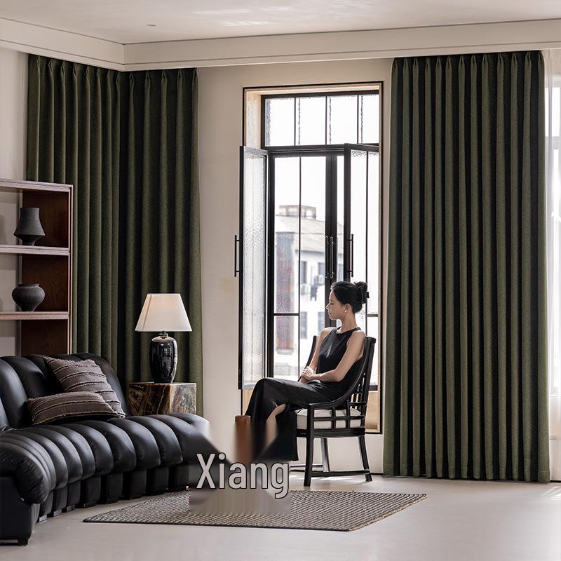 Amerikanische Retro-Vorhänge aus grünem Jacquard-Kaschmir - Leichter Luxus, High-End-Vorhänge für Villen