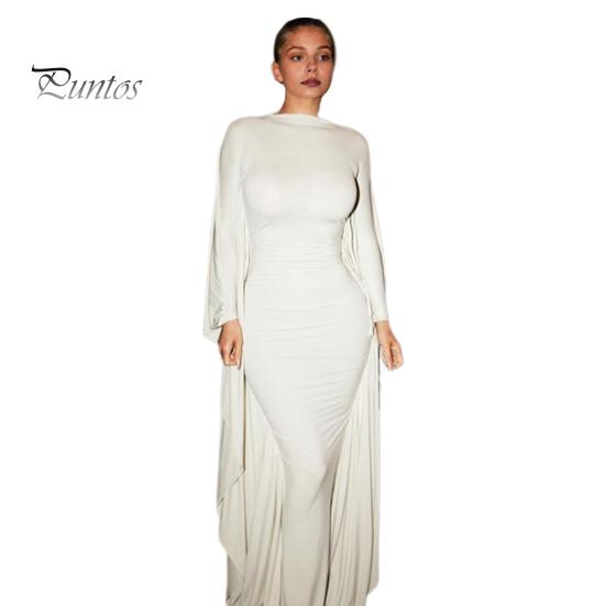 

Женское вечернее платье с рукавами «летучая мышь», облегающее платье-накидка, однотонное, с круглым вырезом, с длинными рукавами, облегающее, для выпускного, коктейльного ужина, особых случаев, макси-платье S белый