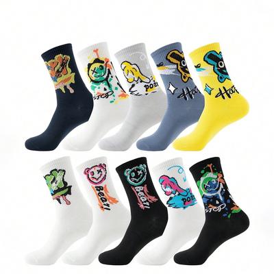 Mehrfarbige Herren-Socken, Graffiti Street Fashion, Bequem, Atmungsaktiv, Feuchtigkeitstransportierend
